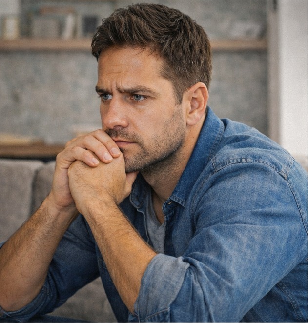 Pessoa pensativa e preocupada com dívidas